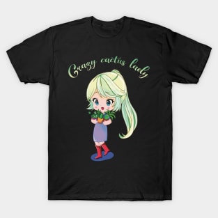 Crazy Cactus Lady Anime Girl T-Shirt